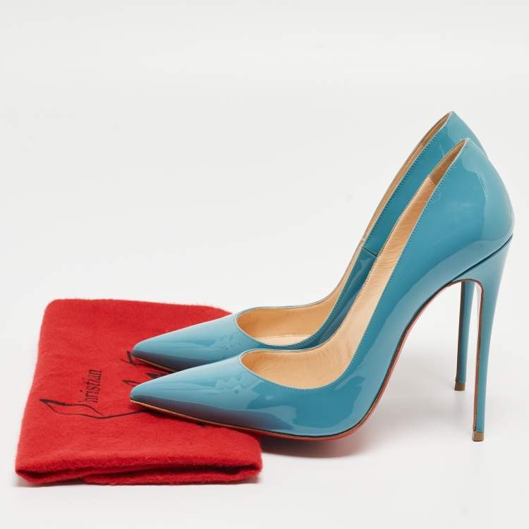 Pre Owned Christian Louboutin Blue Patent Leather So Kate Pumps Size 38