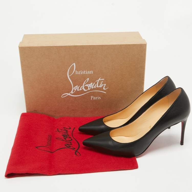 Pre Owned Christian Louboutin Black Leather Kate Pumps Size 38