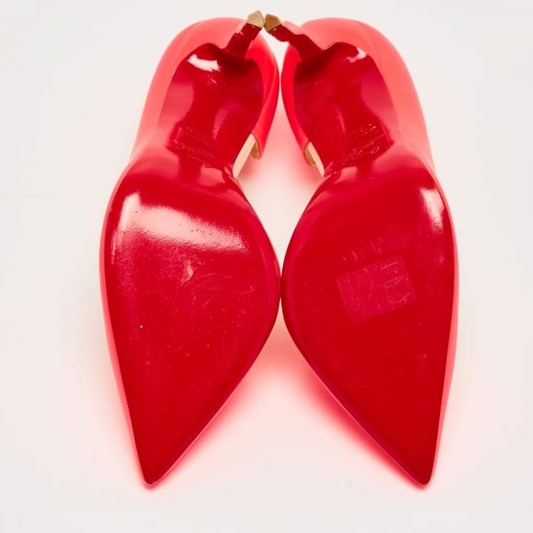 Pre Owned Christian Louboutin Neon Pink Leather Dalida D'orsay Pumps Size 39.5