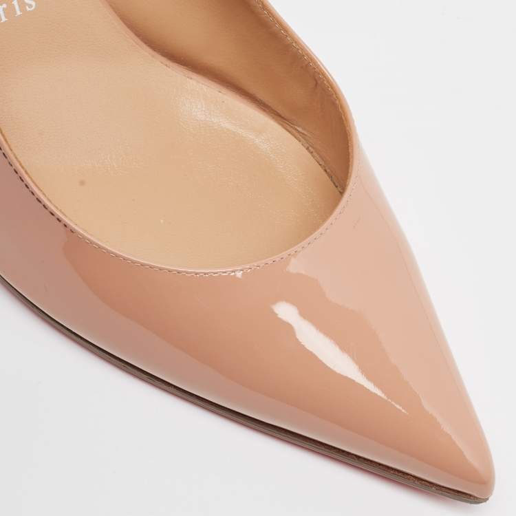 Pre Owned Christian Louboutin Nude Pink Patent Leather Hot Chick Slingback Pumps Size 40
