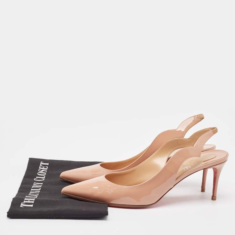Pre Owned Christian Louboutin Nude Pink Patent Leather Hot Chick Slingback Pumps Size 40