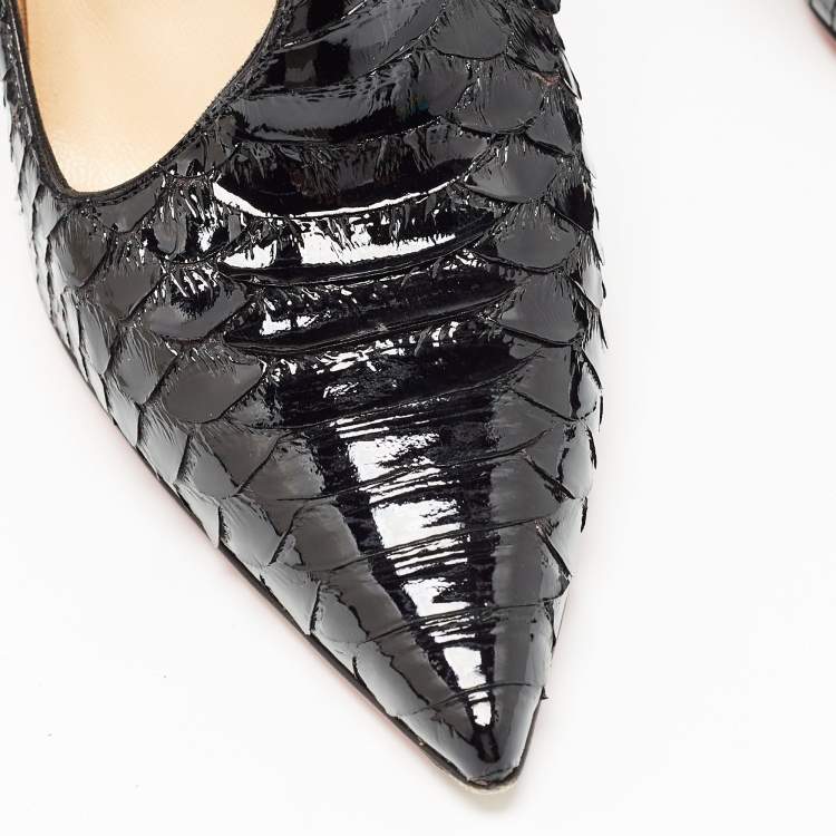 Pre Owned Christian Louboutin Black Python Leather Vampydoly Pumps Size 36.5