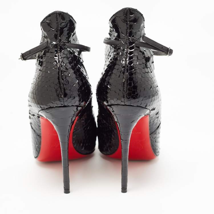Pre Owned Christian Louboutin Black Python Leather Vampydoly Pumps Size 36.5