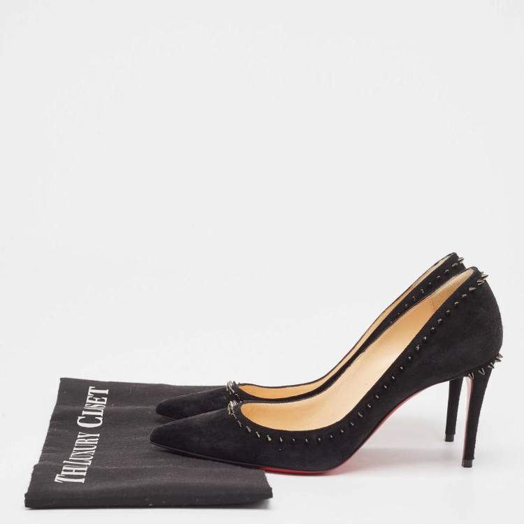 Pre Owned Christian Louboutin Black Suede Anjalina Pumps Size 35.5