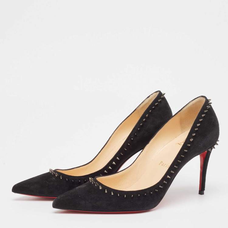 Pre Owned Christian Louboutin Black Suede Anjalina Pumps Size 35.5