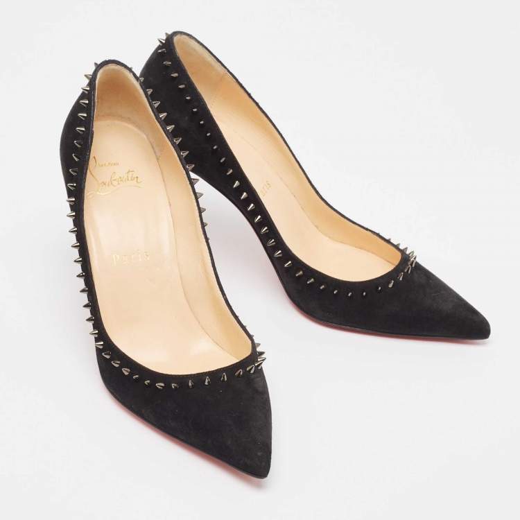 Pre Owned Christian Louboutin Black Suede Anjalina Pumps Size 35.5