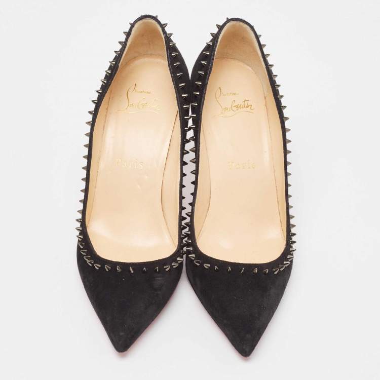 Pre Owned Christian Louboutin Black Suede Anjalina Pumps Size 35.5