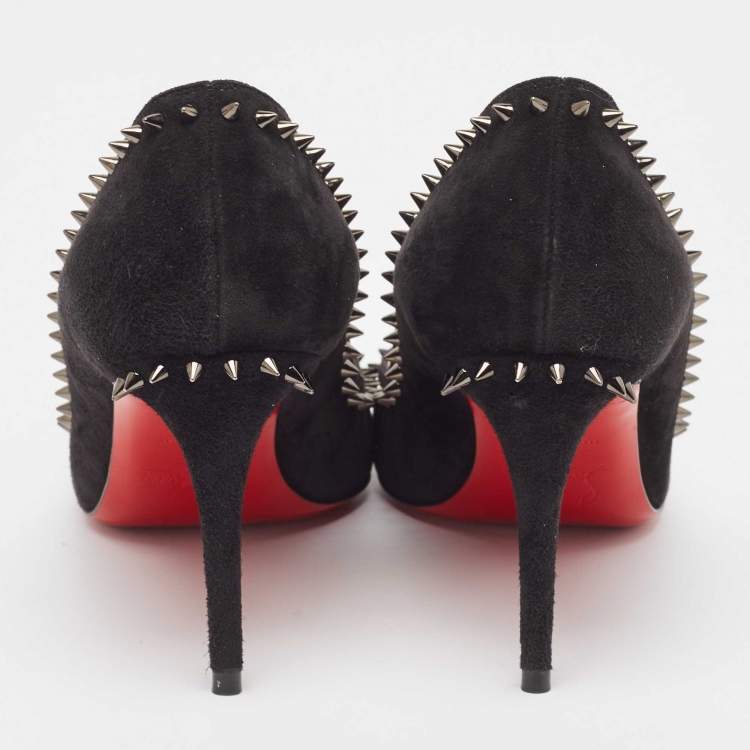 Pre Owned Christian Louboutin Black Suede Anjalina Pumps Size 35.5