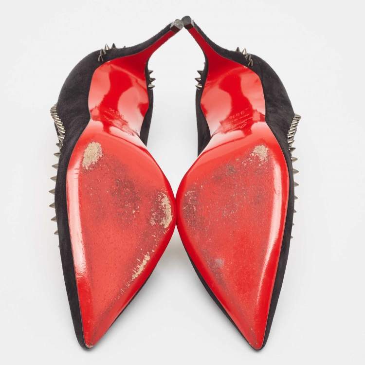 Pre Owned Christian Louboutin Black Suede Anjalina Pumps Size 35.5