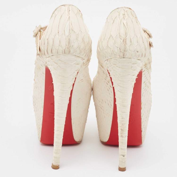 Pre Owned Christian Louboutin White Python Lady Highness Pumps Size 36.5
