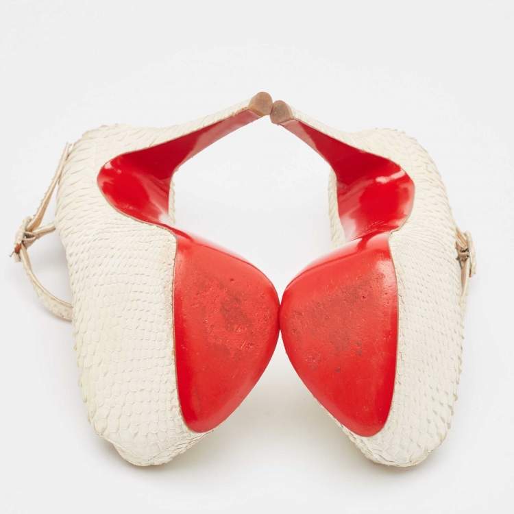 Pre Owned Christian Louboutin White Python Lady Highness Pumps Size 36.5