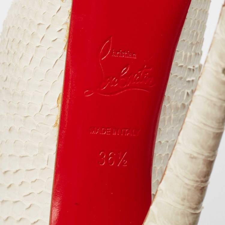 Pre Owned Christian Louboutin White Python Lady Highness Pumps Size 36.5
