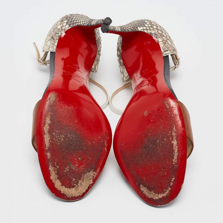 Pre Owned Christian Louboutin Multicolor Python and Leather Mayerling Sandals Size 36