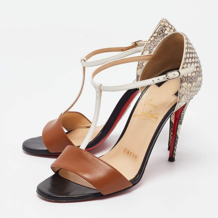Pre Owned Christian Louboutin Multicolor Python and Leather Mayerling Sandals Size 36