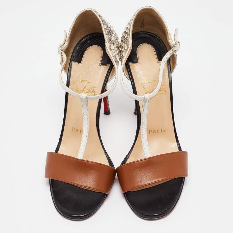 Pre Owned Christian Louboutin Multicolor Python and Leather Mayerling Sandals Size 36