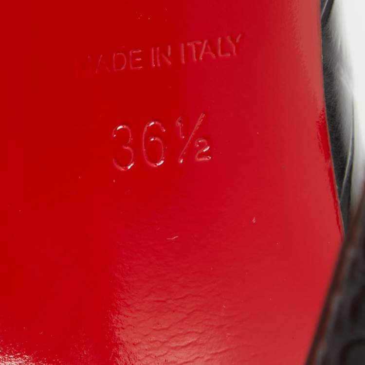 Pre Owned Christian Louboutin Black Croc Embossed Leather Iriza Pumps Size 36.5