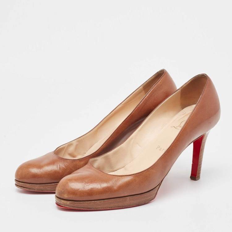 Christian Louboutin Brown Leather New Simple Pumps Size 39 Christian Louboutin TLC