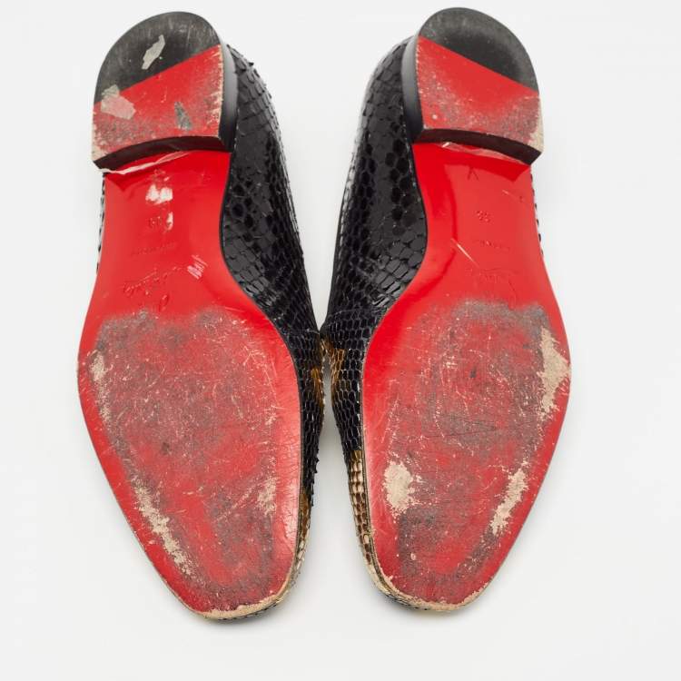 Pre Owned Christian Louboutin Tricolor Python Smoking Slippers Size 38
