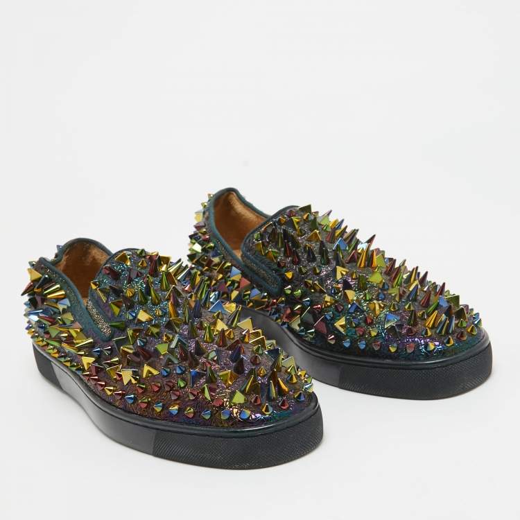Pre Owned Christian Louboutin Multicolor Nylon Roller Boat Sneakers Size 42.5