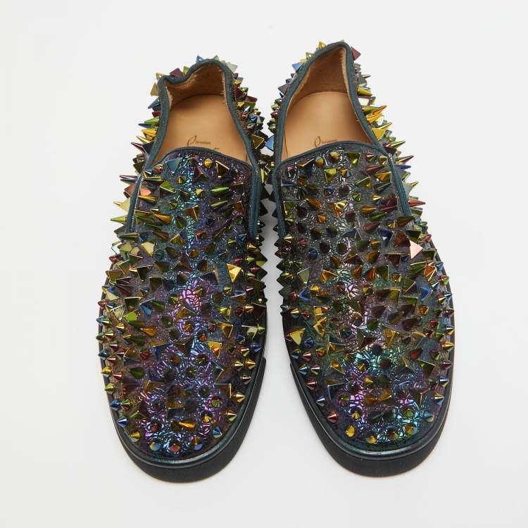 Pre Owned Christian Louboutin Multicolor Nylon Roller Boat Sneakers Size 42.5