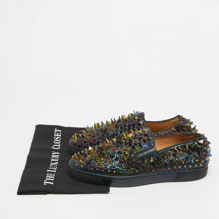 Pre Owned Christian Louboutin Multicolor Nylon Roller Boat Sneakers Size 42.5