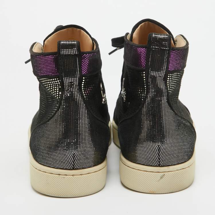 Pre Owned Christian Louboutin Multicolor Suede Colorblock Pattern High Top Sneakers Size 42