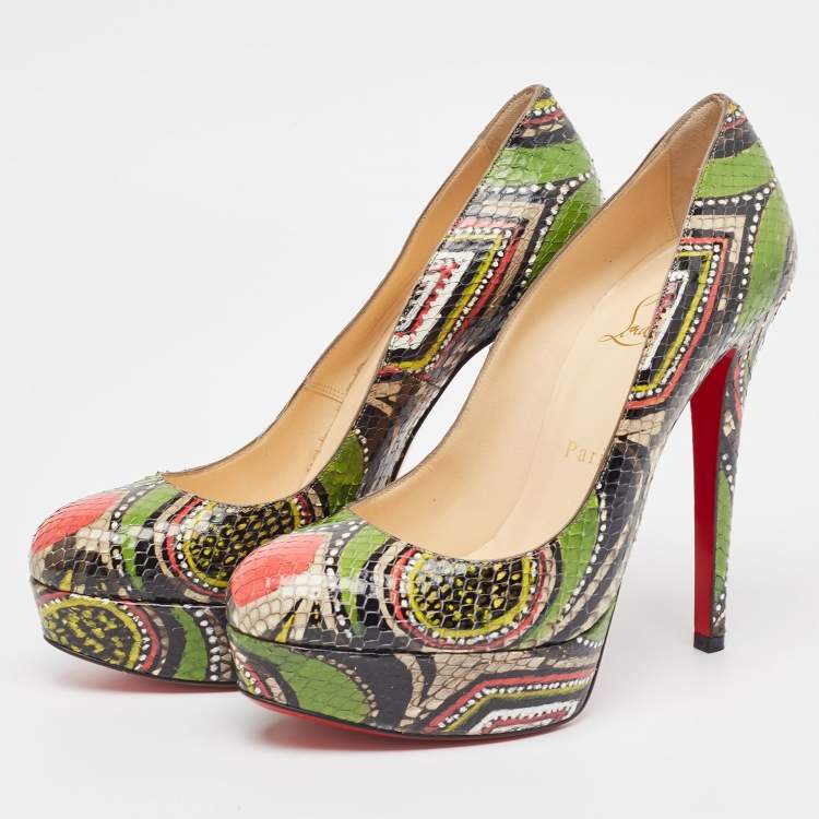 Pre Owned Christian Louboutin Multicolor Python Bianca Pumps Size 37