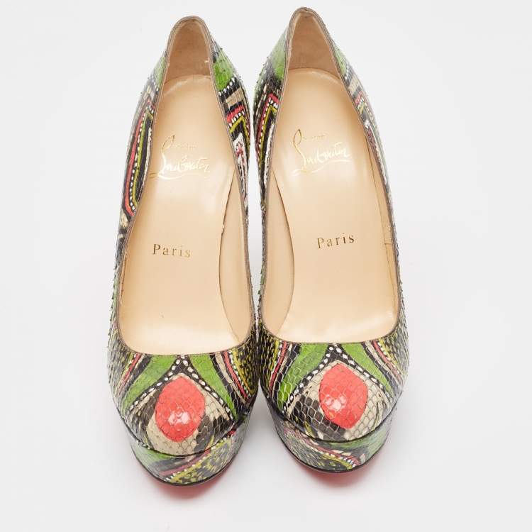 Pre Owned Christian Louboutin Multicolor Python Bianca Pumps Size 37