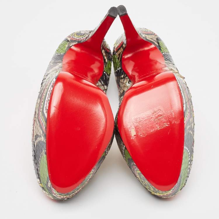 Pre Owned Christian Louboutin Multicolor Python Bianca Pumps Size 37