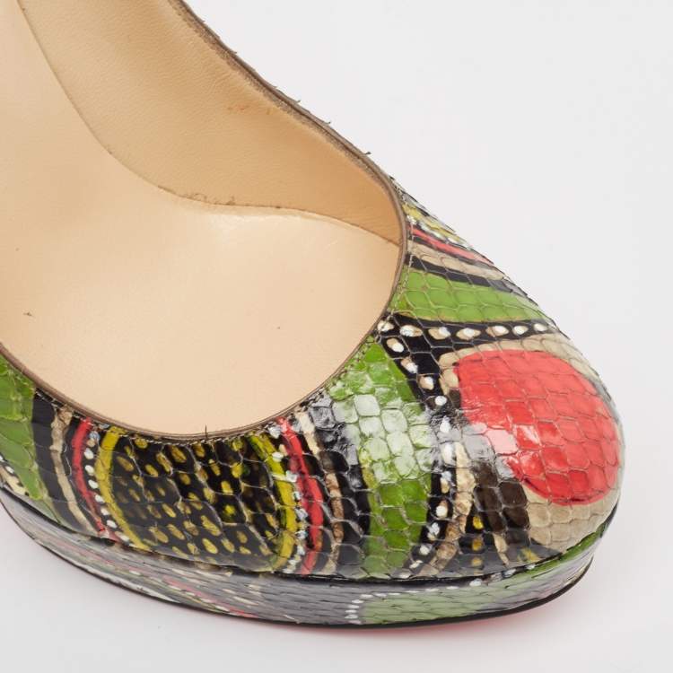 Pre Owned Christian Louboutin Multicolor Python Bianca Pumps Size 37
