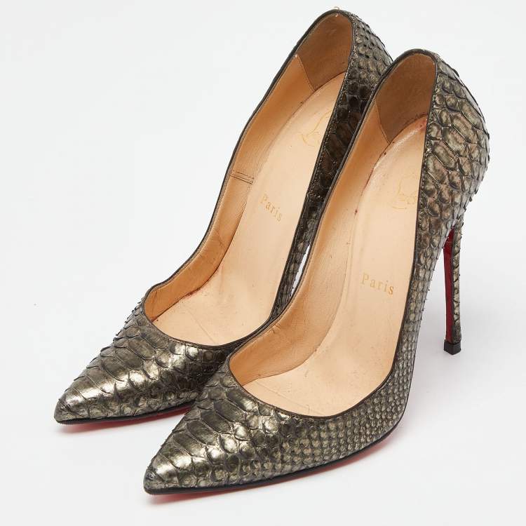 Pre Owned Christian Louboutin Metallic Python So Kate  Pumps Size 37.5