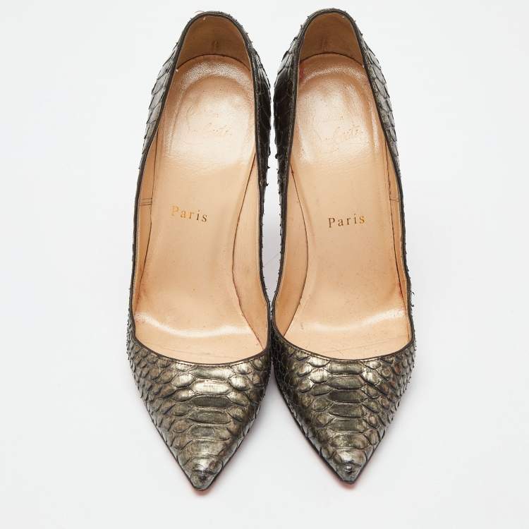 Pre Owned Christian Louboutin Metallic Python So Kate  Pumps Size 37.5