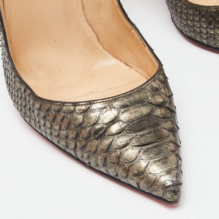 Pre Owned Christian Louboutin Metallic Python So Kate  Pumps Size 37.5