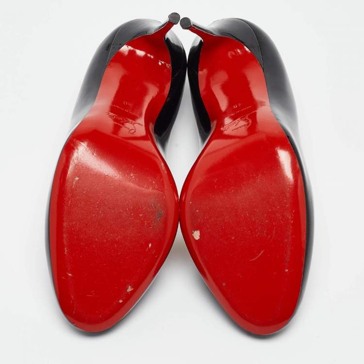 Pre Owned Christian Louboutin Black Patent Simple Pumps Size 40