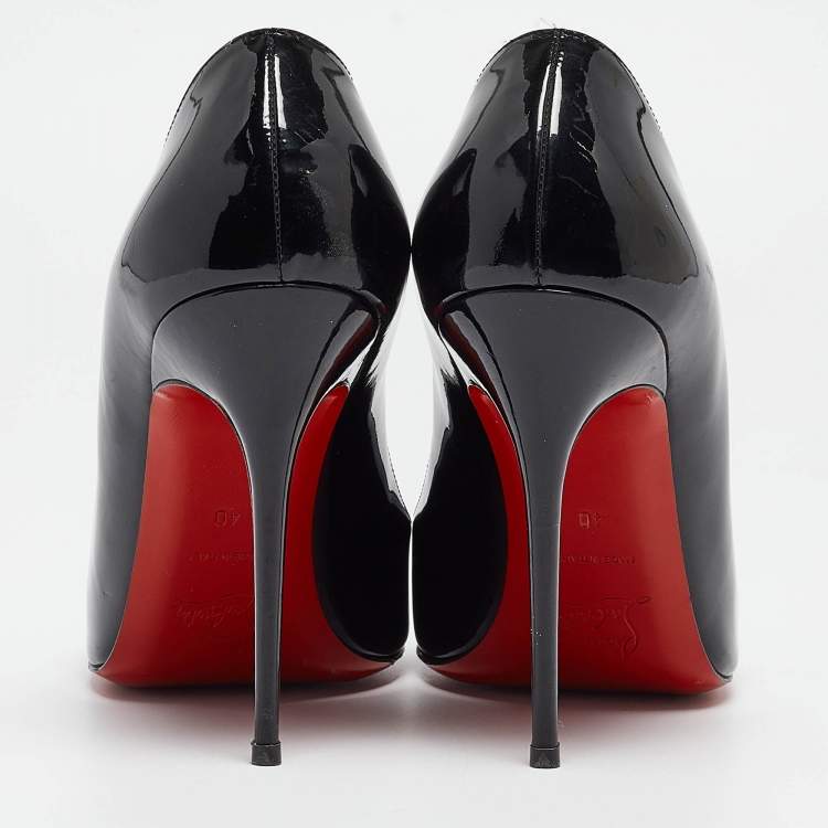 Pre Owned Christian Louboutin Black Patent Simple Pumps Size 40