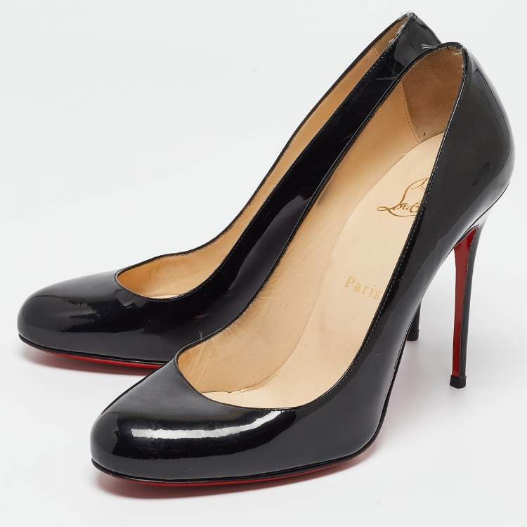 Pre Owned Christian Louboutin Black Patent Simple Pumps Size 40