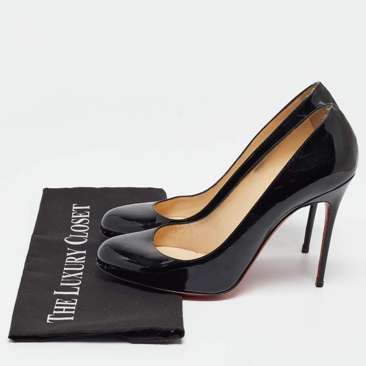 Pre Owned Christian Louboutin Black Patent Simple Pumps Size 40