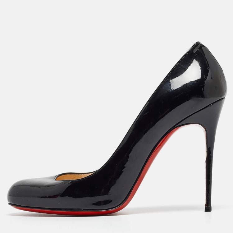 Pre Owned Christian Louboutin Black Patent Simple Pumps Size 40