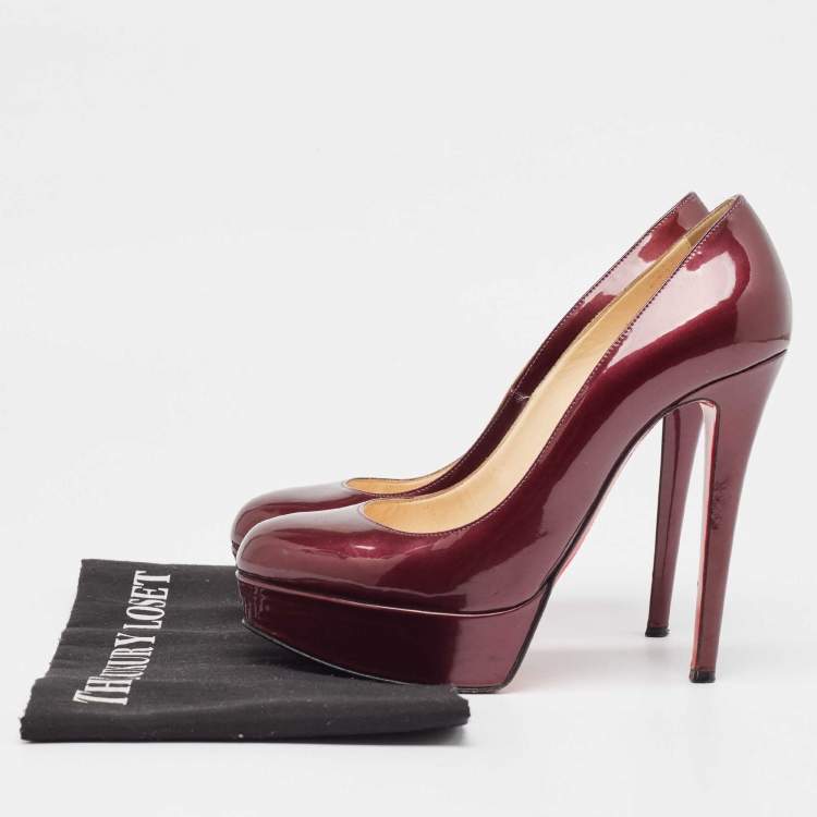 Pre Owned Christian Louboutin Purple Patent Bianca Pumps Size 37.5