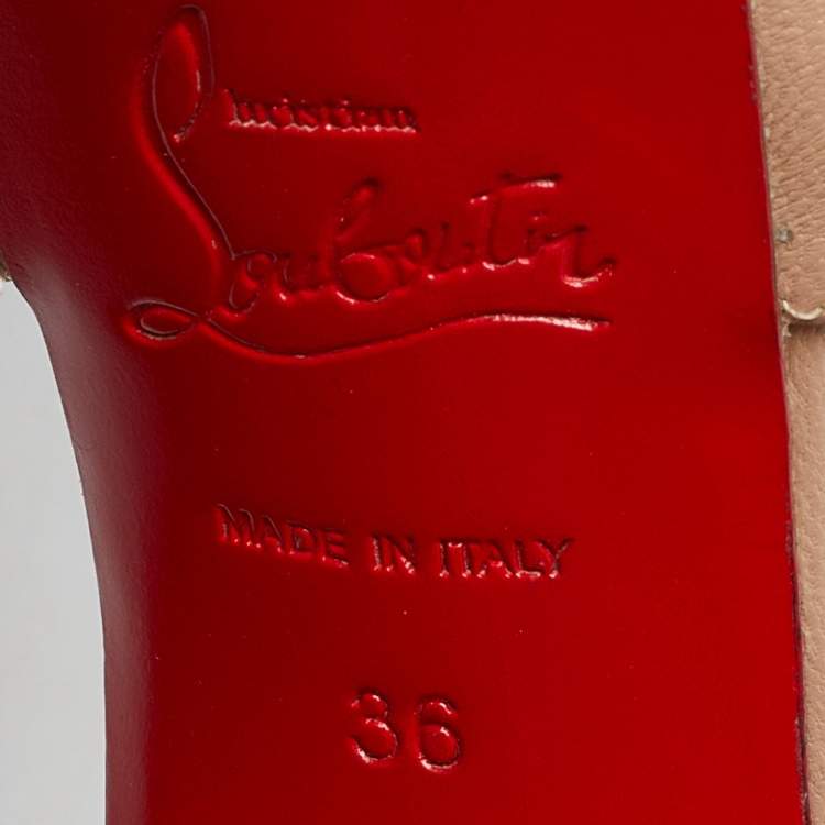 Pre Owned Christian Louboutin Beige Leather Cross Me Crisscross Platform Sandals Size 36