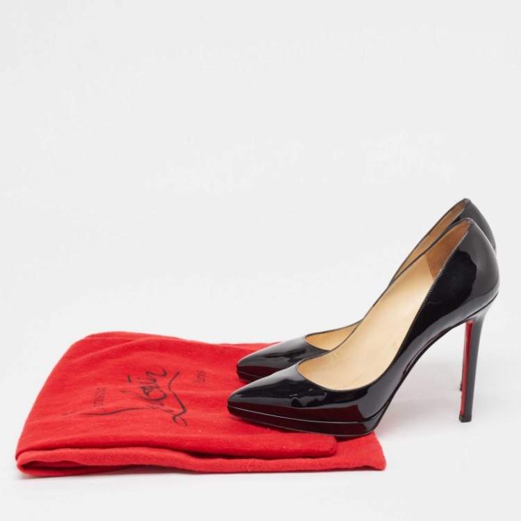 Pre Owned Christian Louboutin Black Patent Leather Pigalle Plato Pumps Size 38