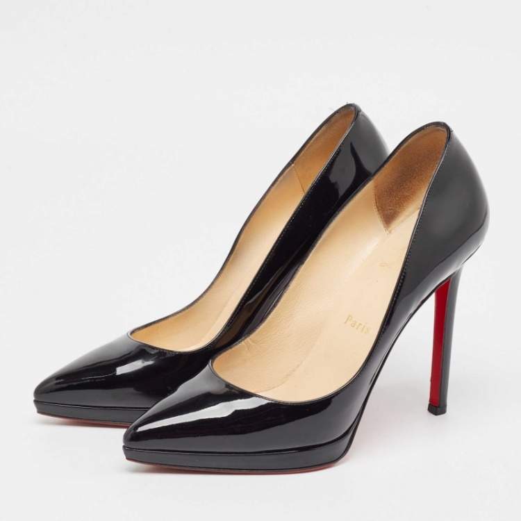 Pre Owned Christian Louboutin Black Patent Leather Pigalle Plato Pumps Size 38