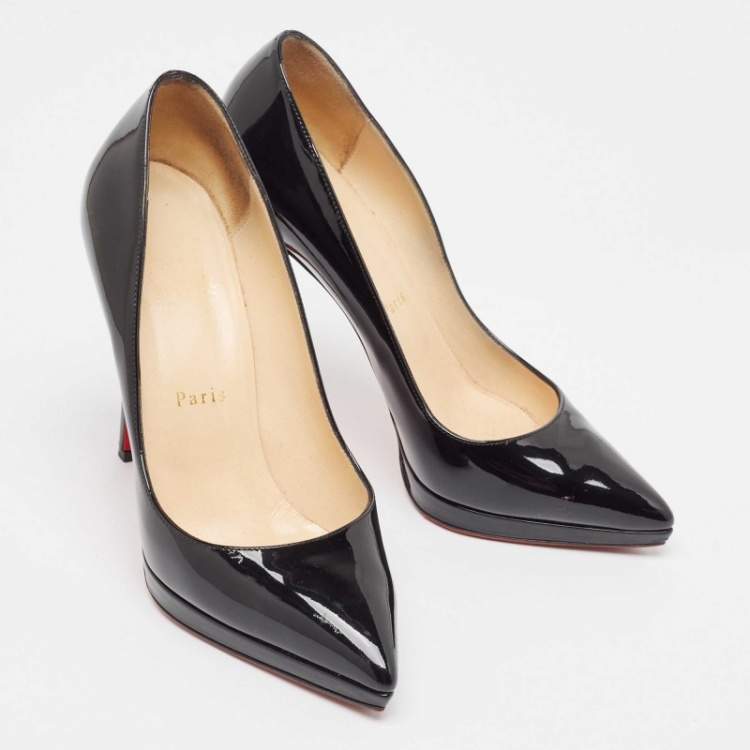 Pre Owned Christian Louboutin Black Patent Leather Pigalle Plato Pumps Size 38