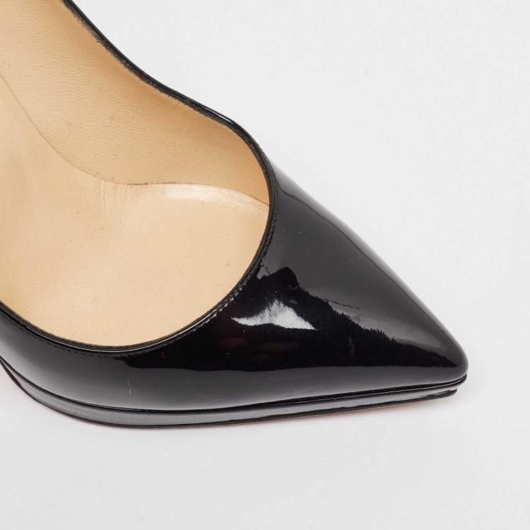 Pre Owned Christian Louboutin Black Patent Leather Pigalle Plato Pumps Size 38