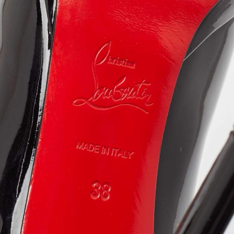 Pre Owned Christian Louboutin Black Patent Leather Pigalle Plato Pumps Size 38