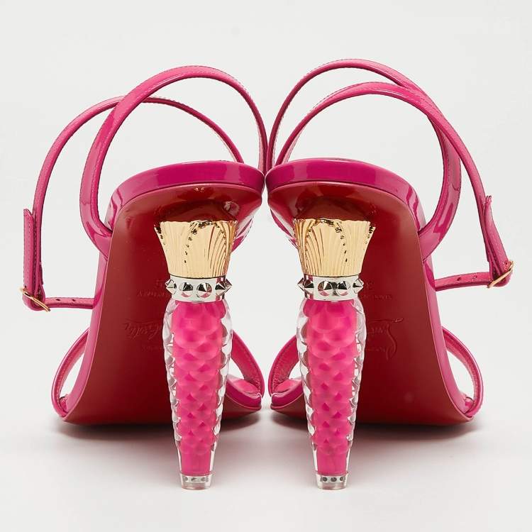 Pre Owned Christian Louboutin Pink Patent Lipgloss Ankle Strap Sandals Size 39