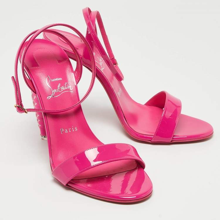 Pre Owned Christian Louboutin Pink Patent Lipgloss Ankle Strap Sandals Size 39