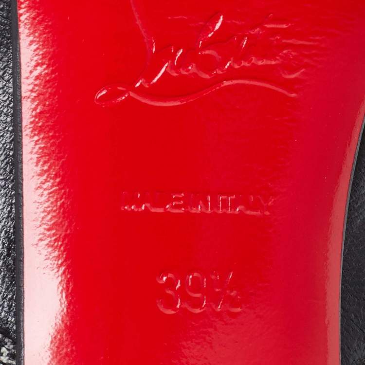 Pre Owned Christian Louboutin Black/White Leather And Tartan Fabric Platform Oxford Booties Size 39.5