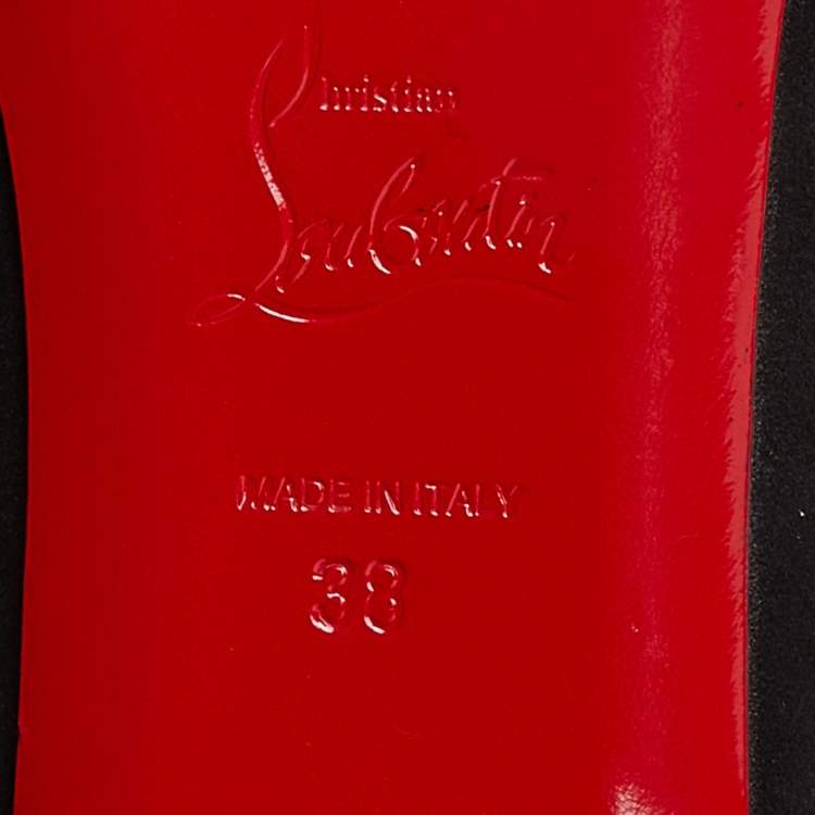 Pre Owned Christian Louboutin Black Suede Pigalle Spikes Ballet Flats Size 38