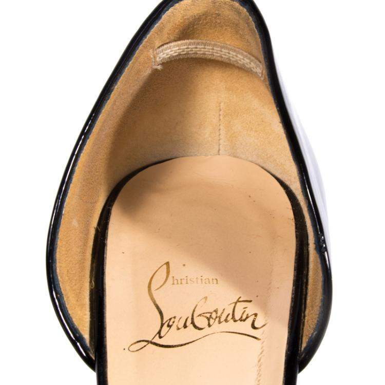 Pre Owned Christian Louboutin Black Patent Leather Madame Claude D'orsay Pumps Size 39